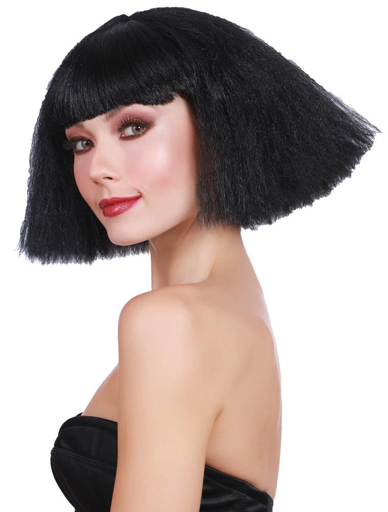 Black Crimped Wedge Bob Adult Wig