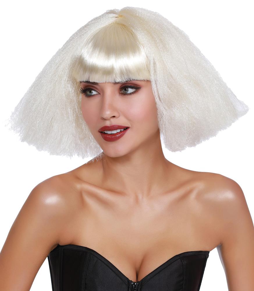 Platinum Crimped Wedge Bob Adult Wig