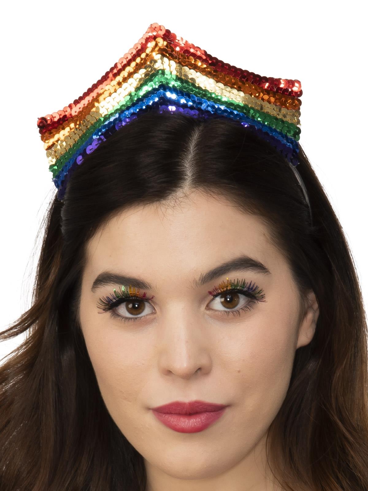 Pride Sequin Rainbow Tiara Adult Costume Accessory
