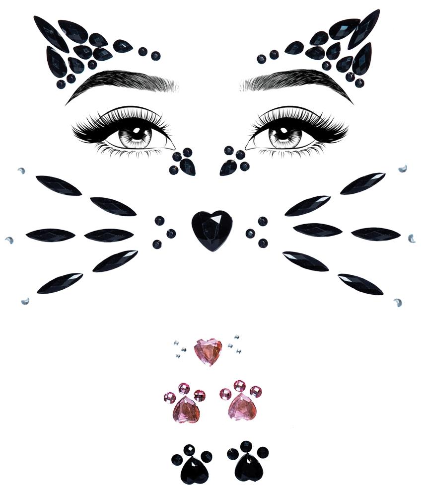 Cat Animal Adhesive Face Jewels Adult Makeup Accessory