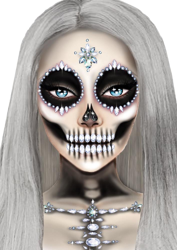 Skeleton Adhesive Face Jewel Adult Makeup Accessory