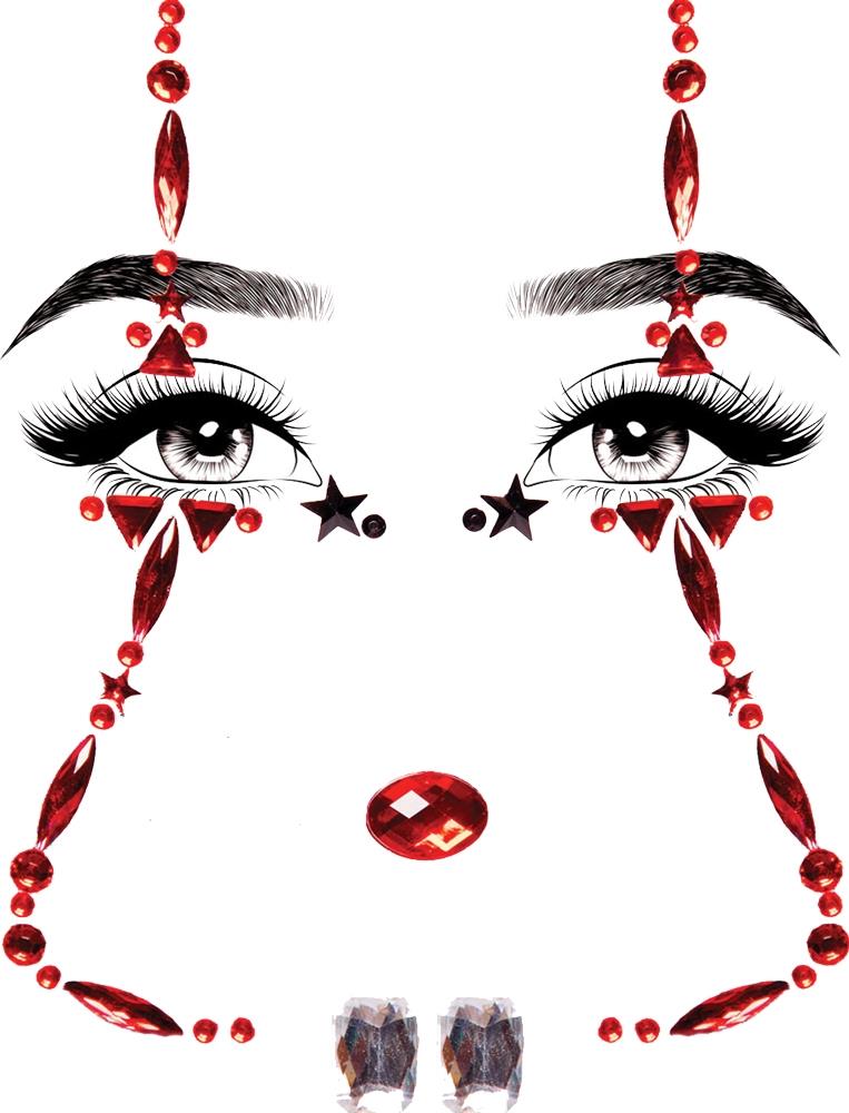 Clown Adhesive Face Jewels Adult Makeup Accessory