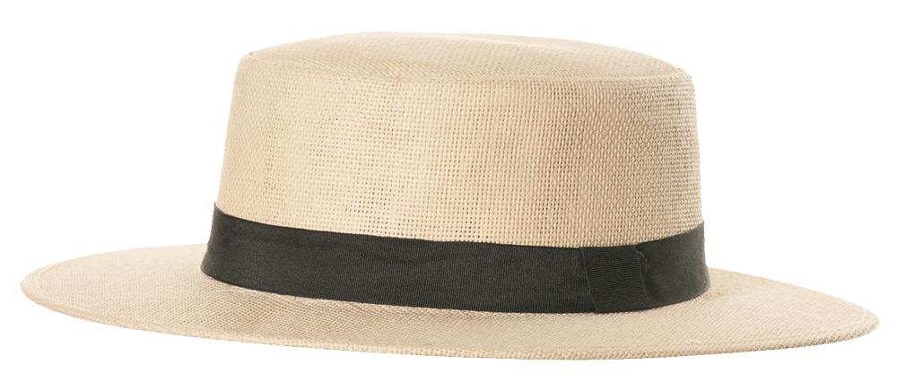 Straw Skimmer Black Band Adult Hat