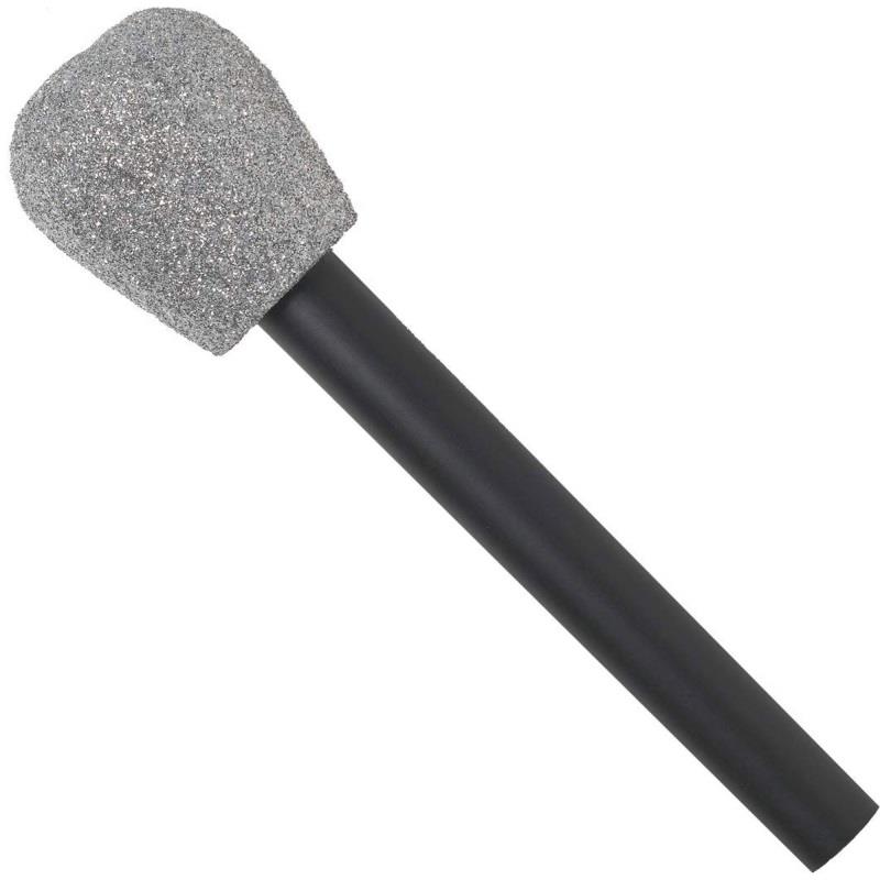 Silver Glitter Microphone Costume Accessory