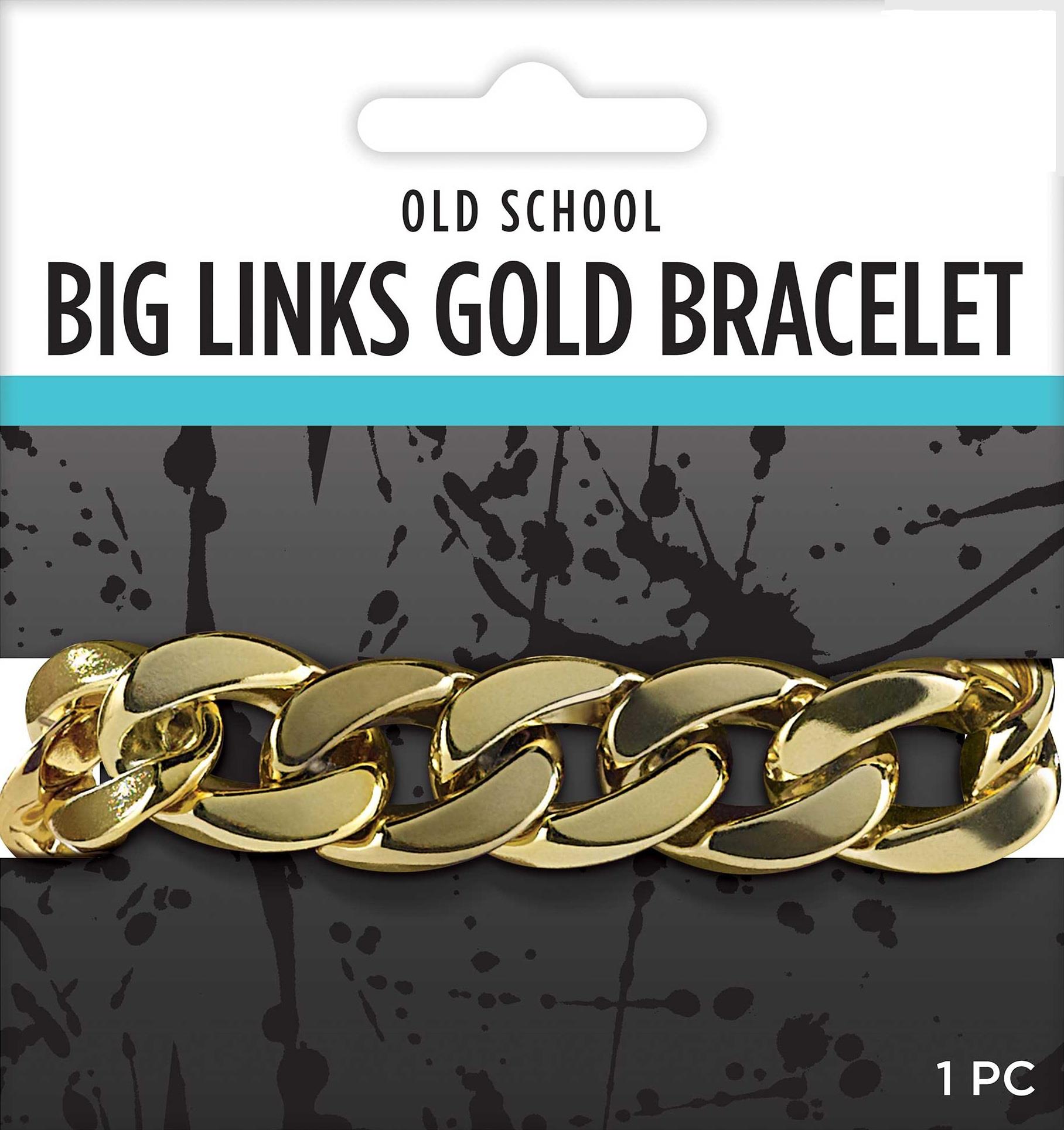 Big Links Bling Gold Bracelet Adult Costume Accessory