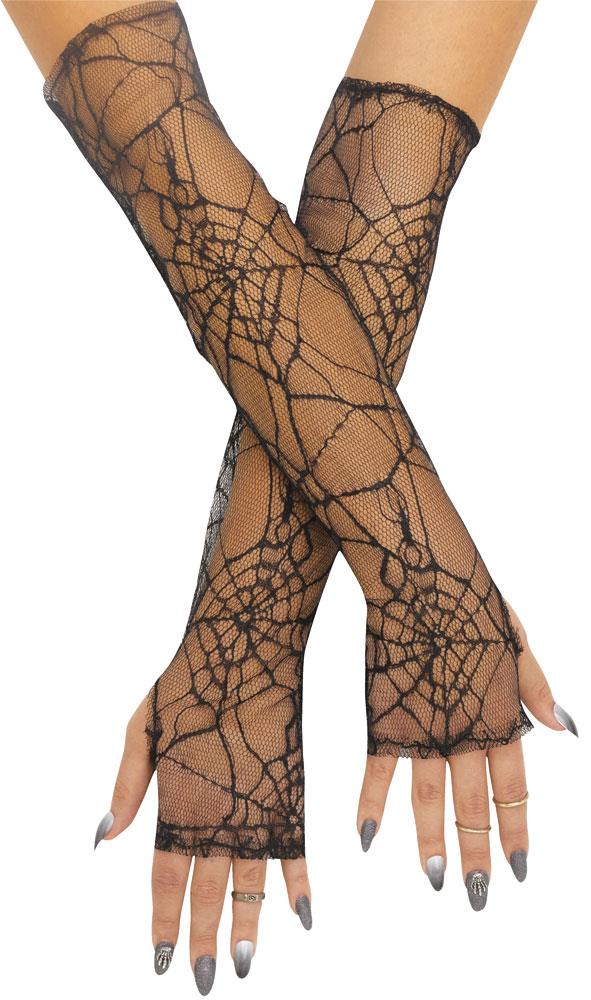 Lace Spider Web Fingerless Adult Gloves