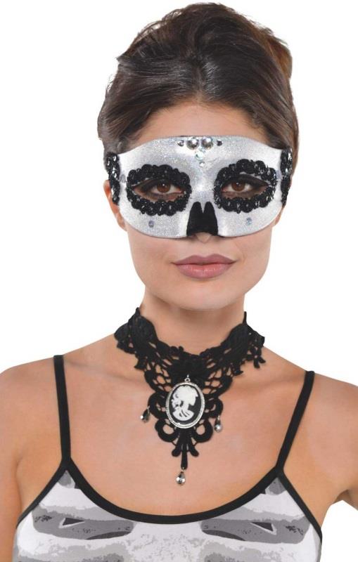Venetian Skull Black Bone Adult Mask