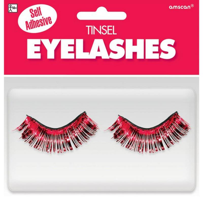 Tinsel Eyelashes Adult Costume Accessory Red