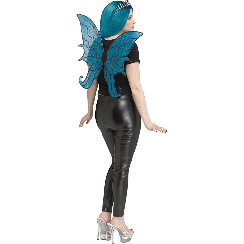 Glitter Fairy Wings Adult Costume Accessory Blue