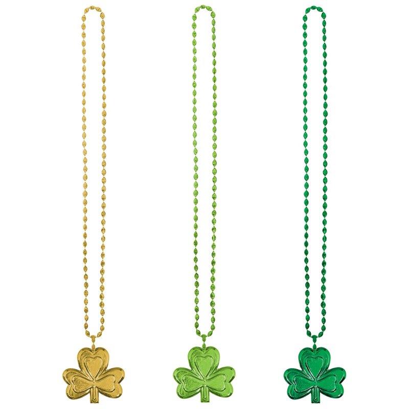 St. Patrick's Day Shamrock Necklaces Adult Costume Accessory Pack of 3