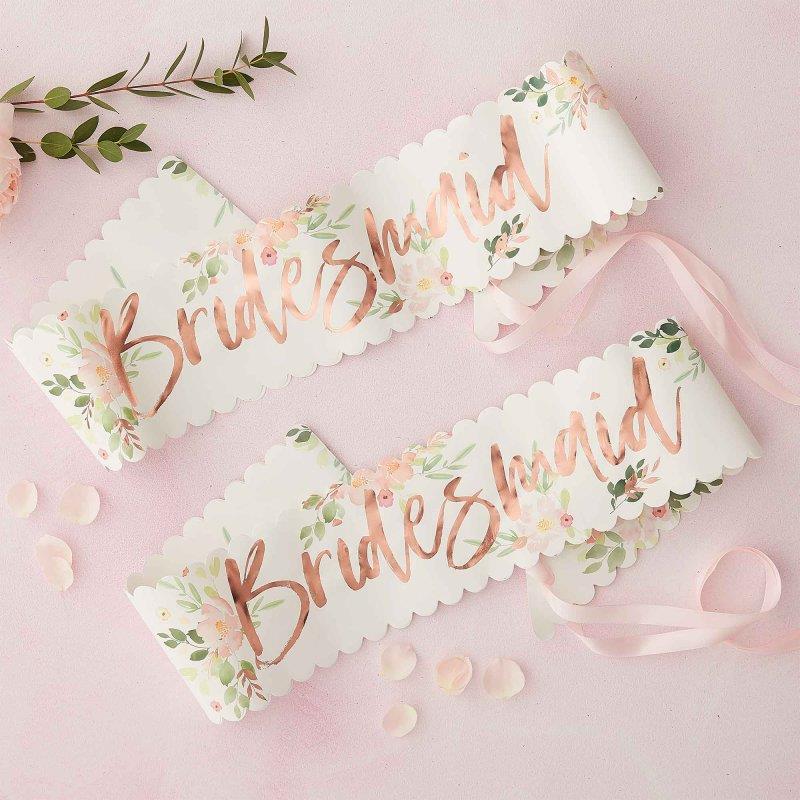Floral Hen Party Bridesmaid Sashes Adult Costume Accessory Pack of 2