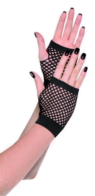 Short Fishnet Adult Gloves Black