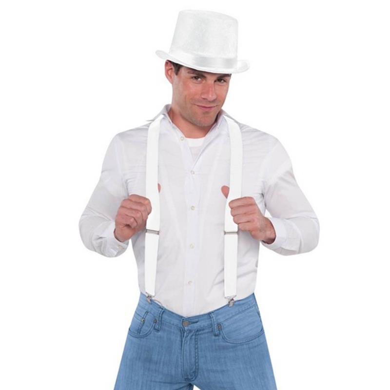 White Suspenders Adult Costume Accessory