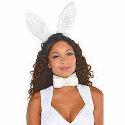 White Bunny Ears Headband Adult Costume Accessory
