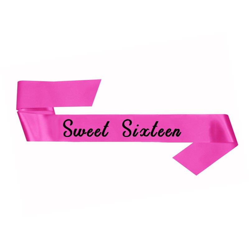 Sweet Sixteen Pink Fabric Sash Teen Costume Accessory
