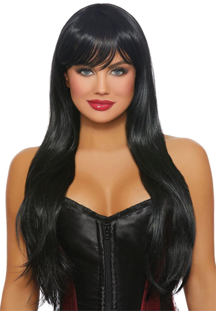 Long Straight Layered Black Adult Wig