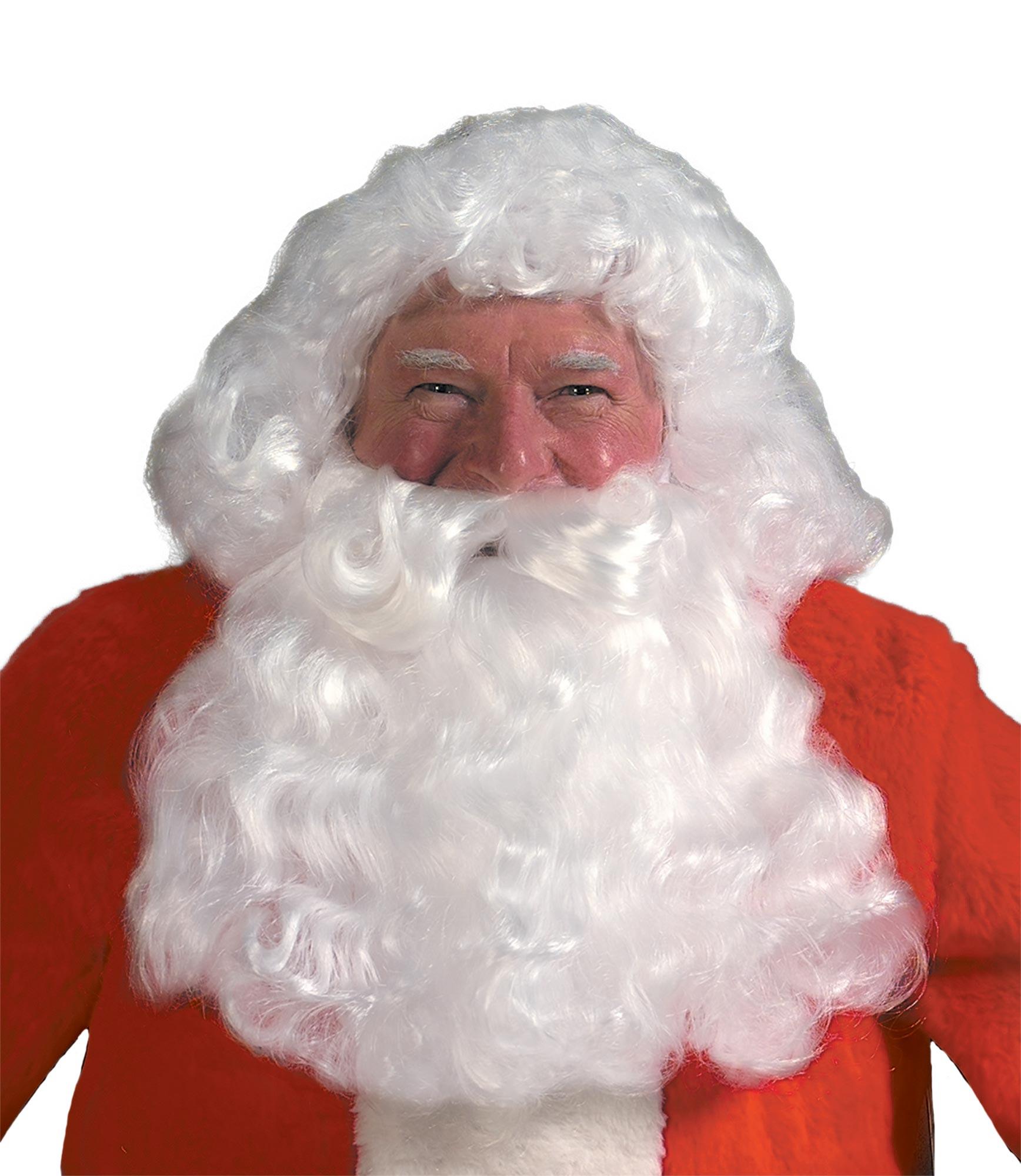 Santa Dress Up Kit Deluxe Long Pearl Grey Curly Wig Matching Beard Glasses and Wooden Effect Pipe