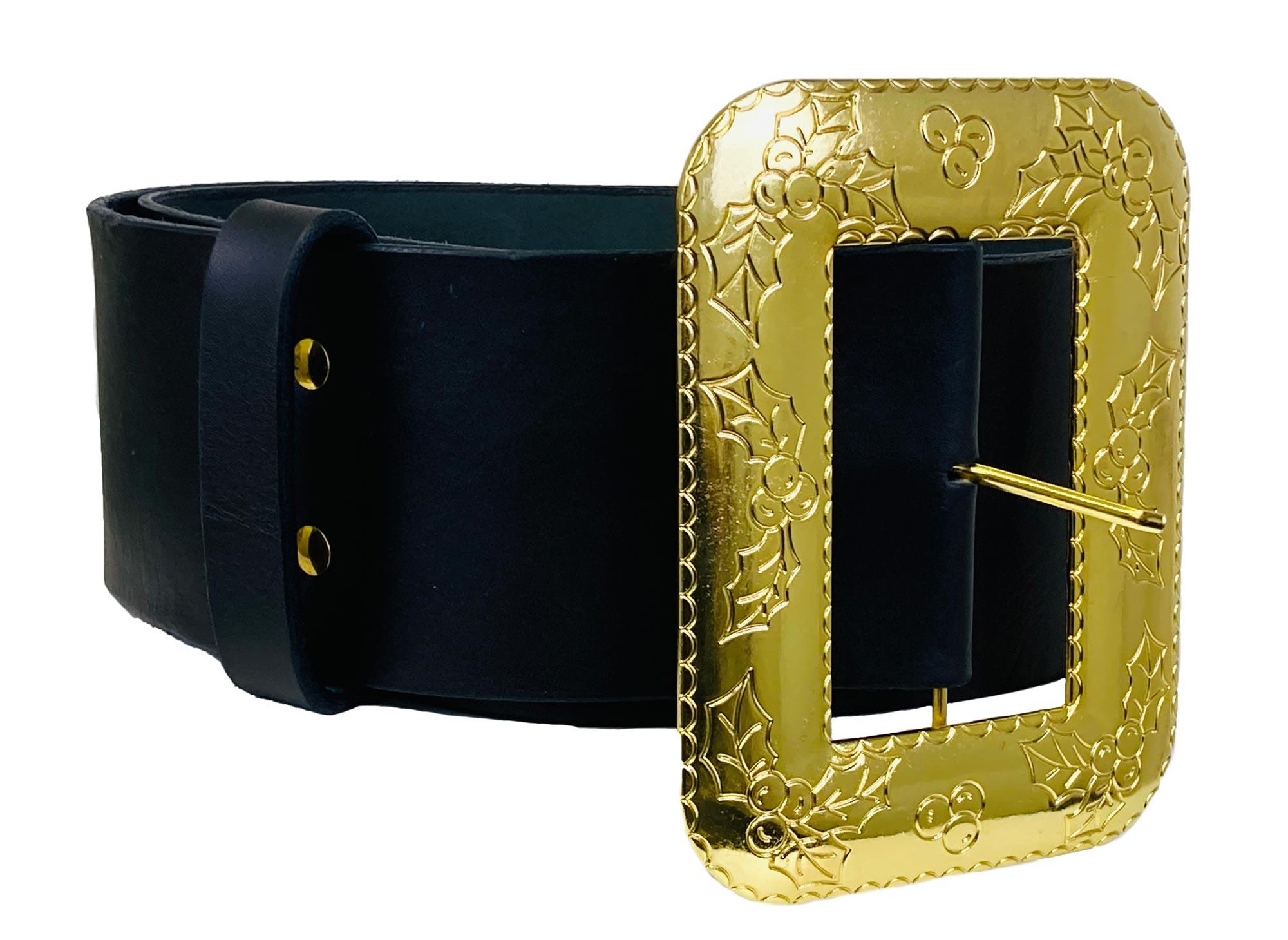 Black Leather Cast Santa Belt Adult Costume Accessory