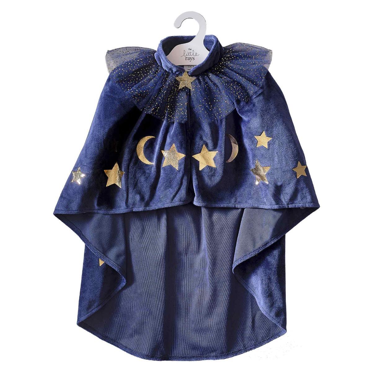 Fancy Dress Navy Velvet Wizard Child Cape