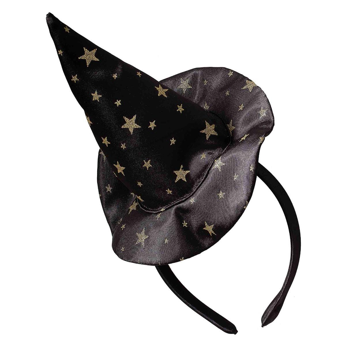 Fancy Dress Black Gold Star Witch Hat Headband Child Costume Accessory