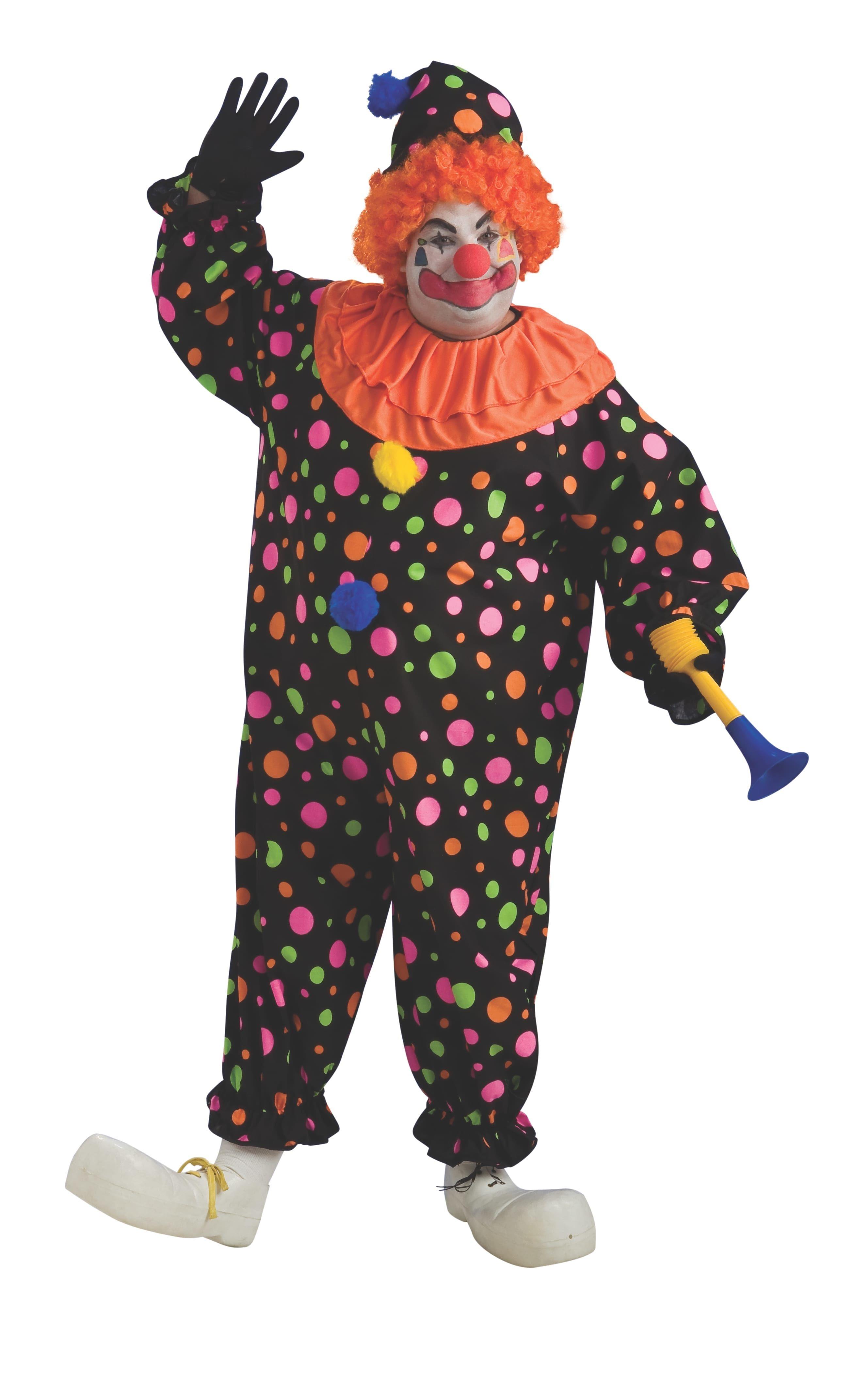 Neon Dotted Clown Adult Costume