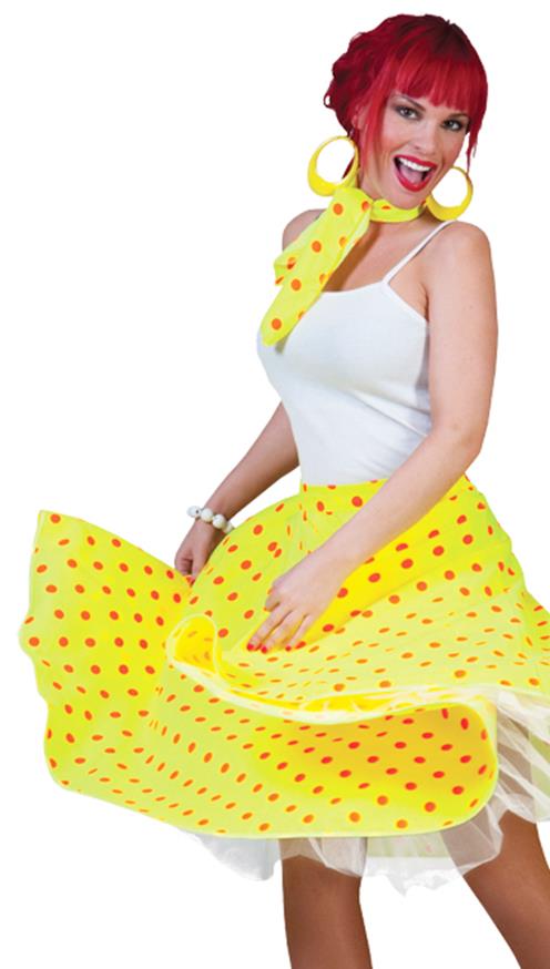 Sock Hop Skirt Yellow Teen Costume Accessory