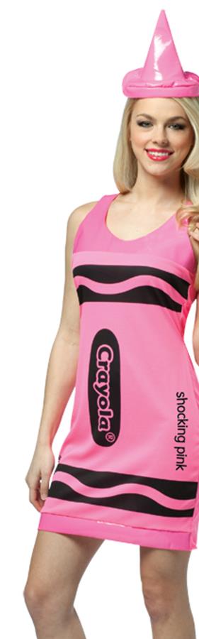 Crayola Tank Dress Neon Pink Adult Costume