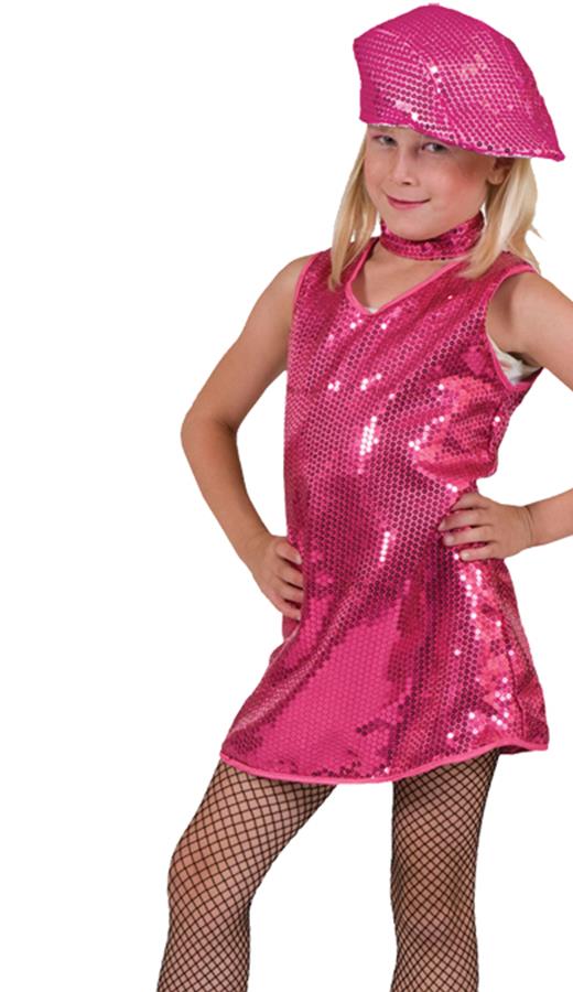 Disco Dress Hot Pink Child Costume Medium