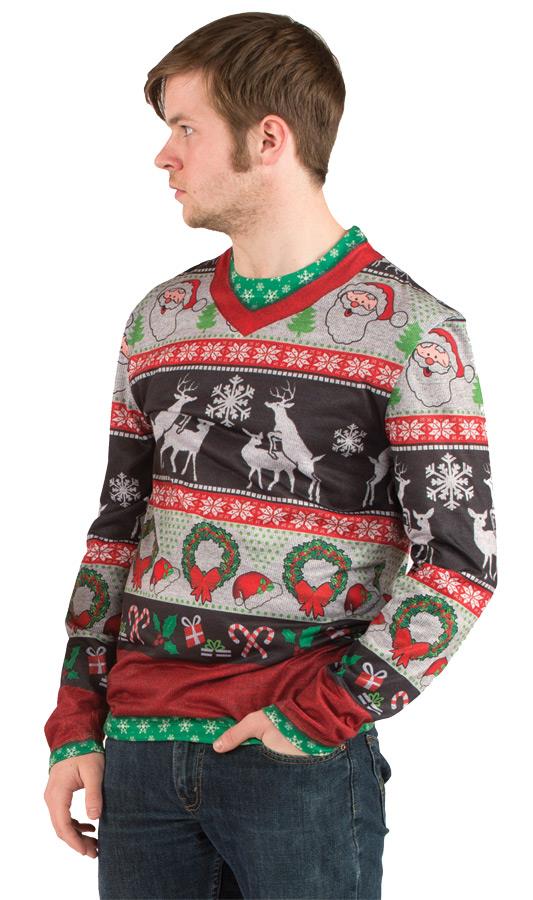 Ugly Christmas Frisky Deer Adult Shirt Small