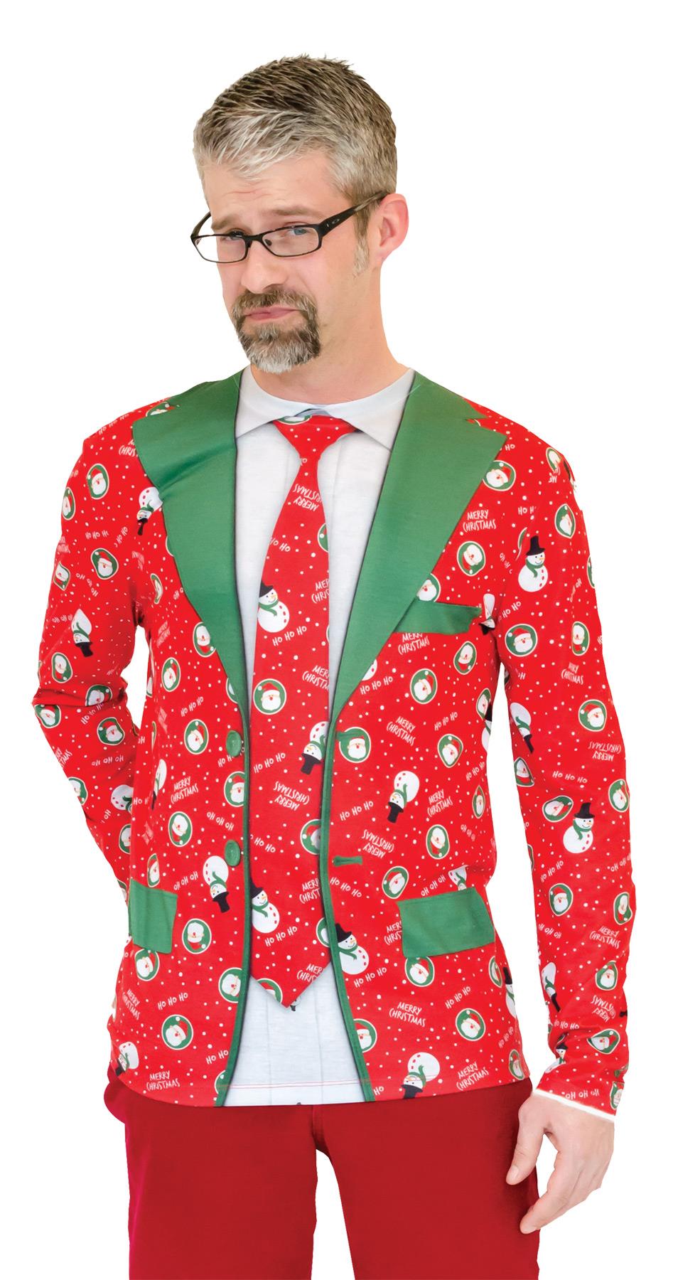 Ugly Christmas Suit Tie Adult Shirt XL