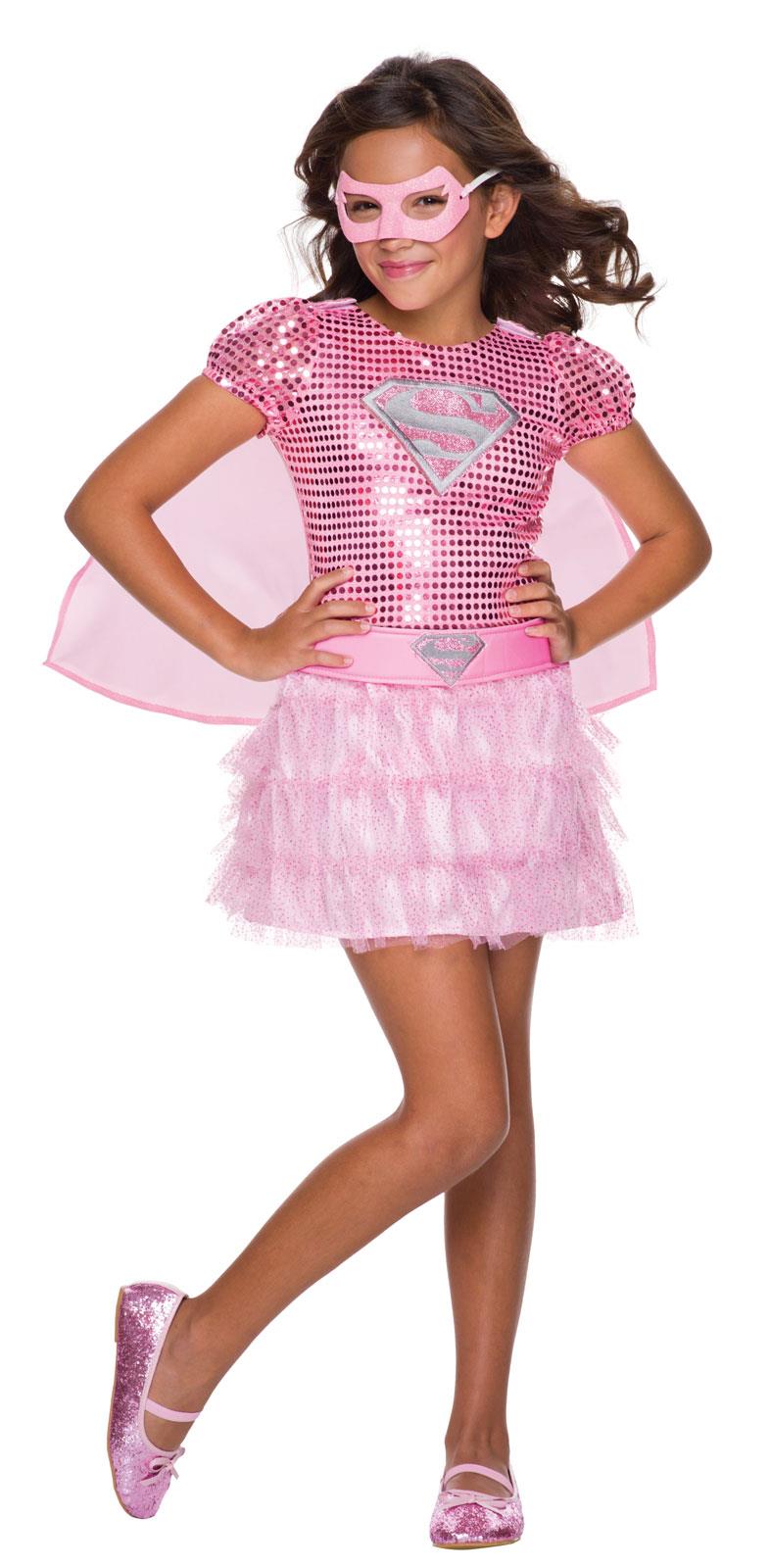 Pink Supergirl Sequin Child Costume Small
