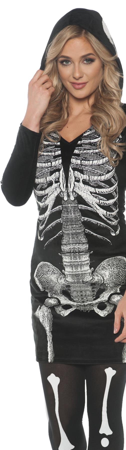 Skeletal Hoodie Dress Adult Costume Small
