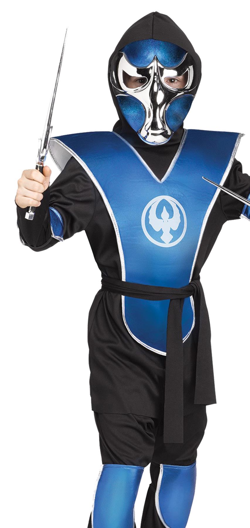 Raven Ninja Blue Chrome Child Costume Large