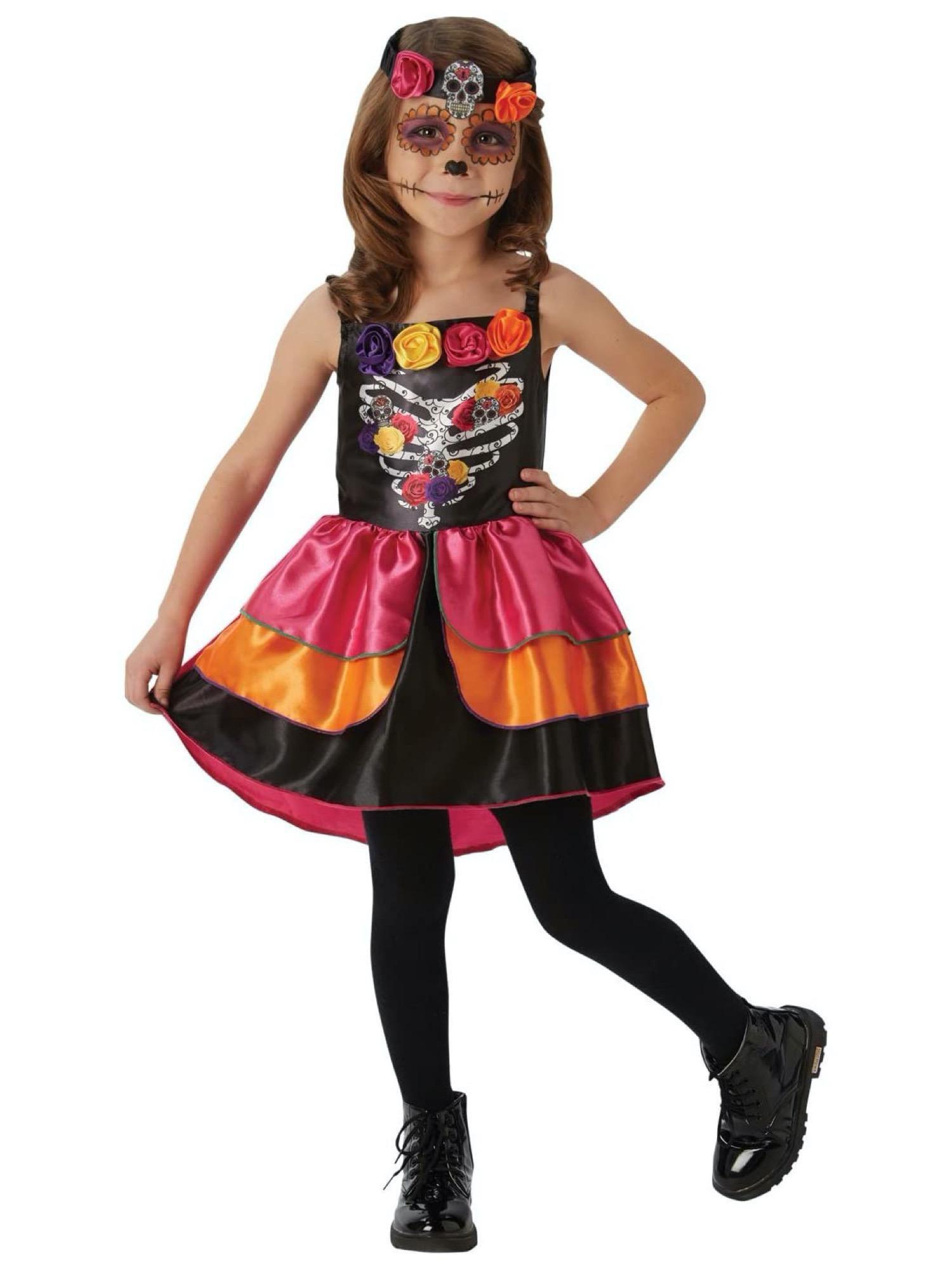 Sugar Skull Day of the Dead Child Costume Large