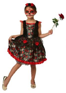 Red Rose Day of the Dead Child Costume Medium