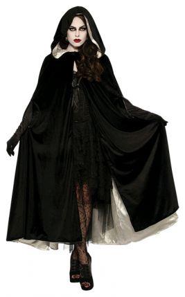 Reversible Black and White Velvet Adult Cape