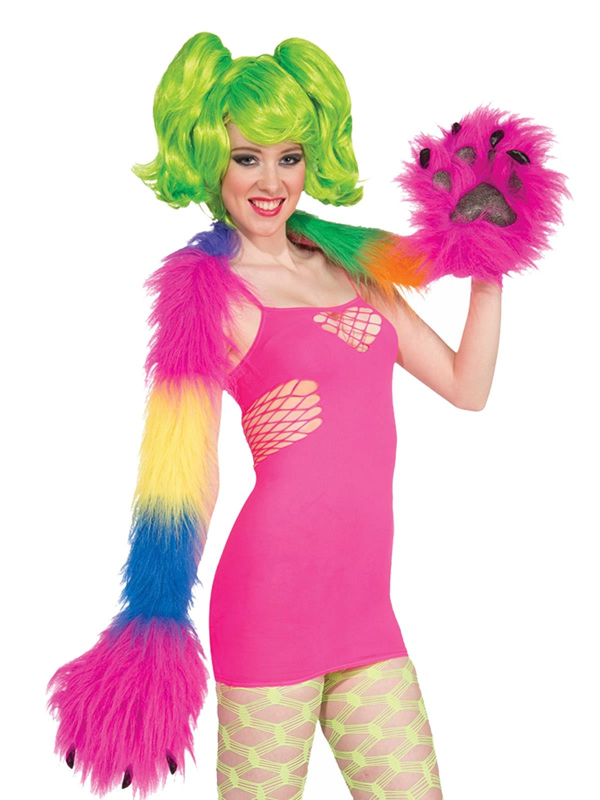 Rainbow Monster Mitt Scarf Adult Costume Accessory