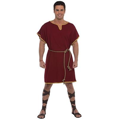 Gods & Goddesses Burgundy Gold Trim Tunic Adult Costume