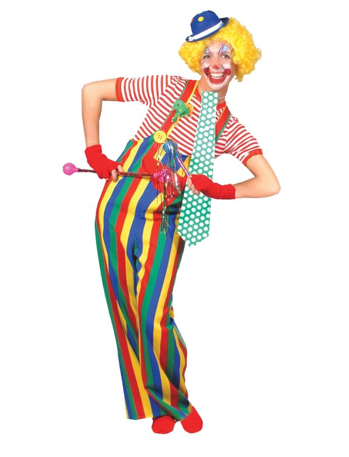 Striped Clown Overalls Adult Costume