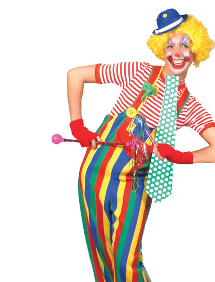 Striped Clown Overalls Adult Costume Large
