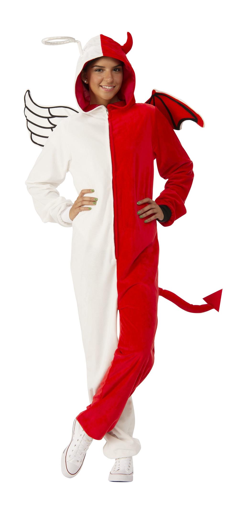 Angel or Demon Fuzzy All-in-One Jumpsuit Adult Costume L/XL