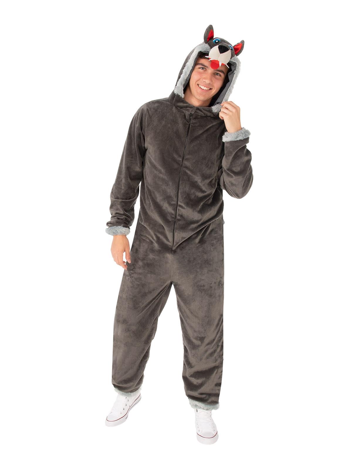 Wolf Hooded All-in-One Jumpsuit Adult Costume