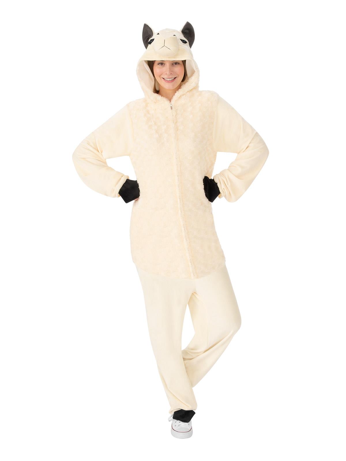 Llama Hooded All-in-One Jumpsuit Adult Costume