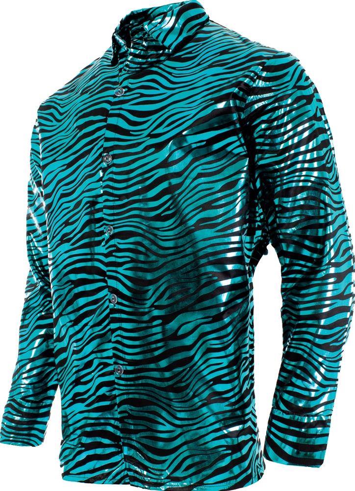 Adult Disco Tiger Print Shirt - Silver main image 1