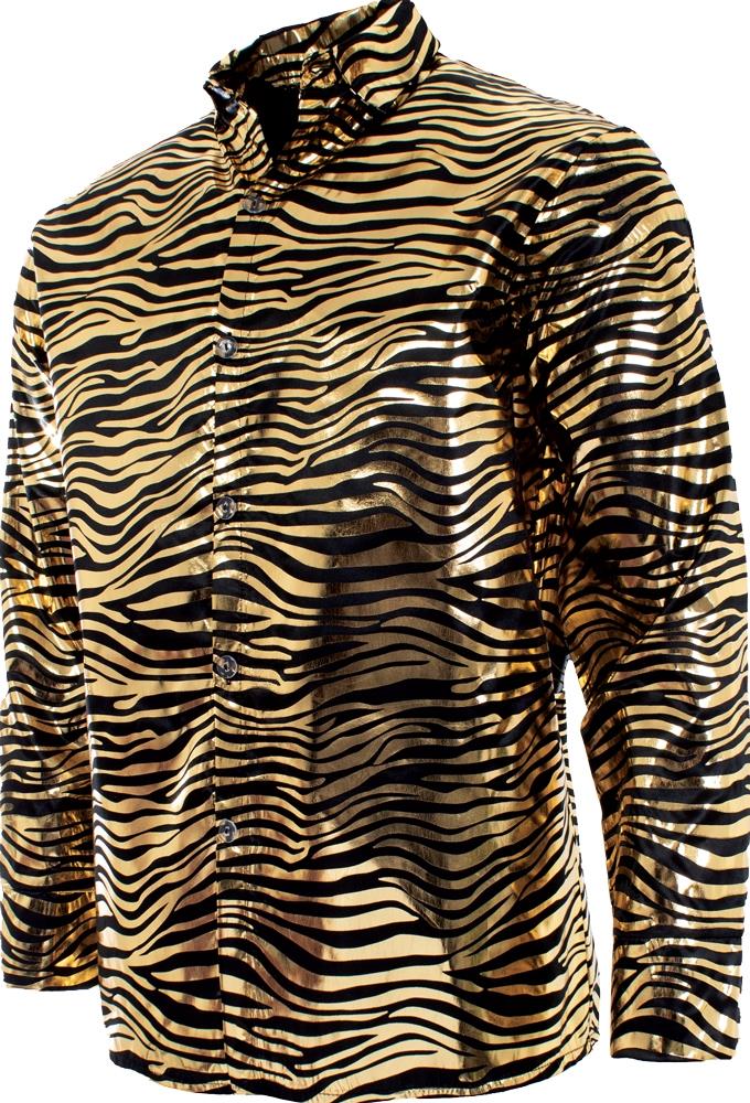 Gold Metallic Tiger Disco Adult Shirt One Size