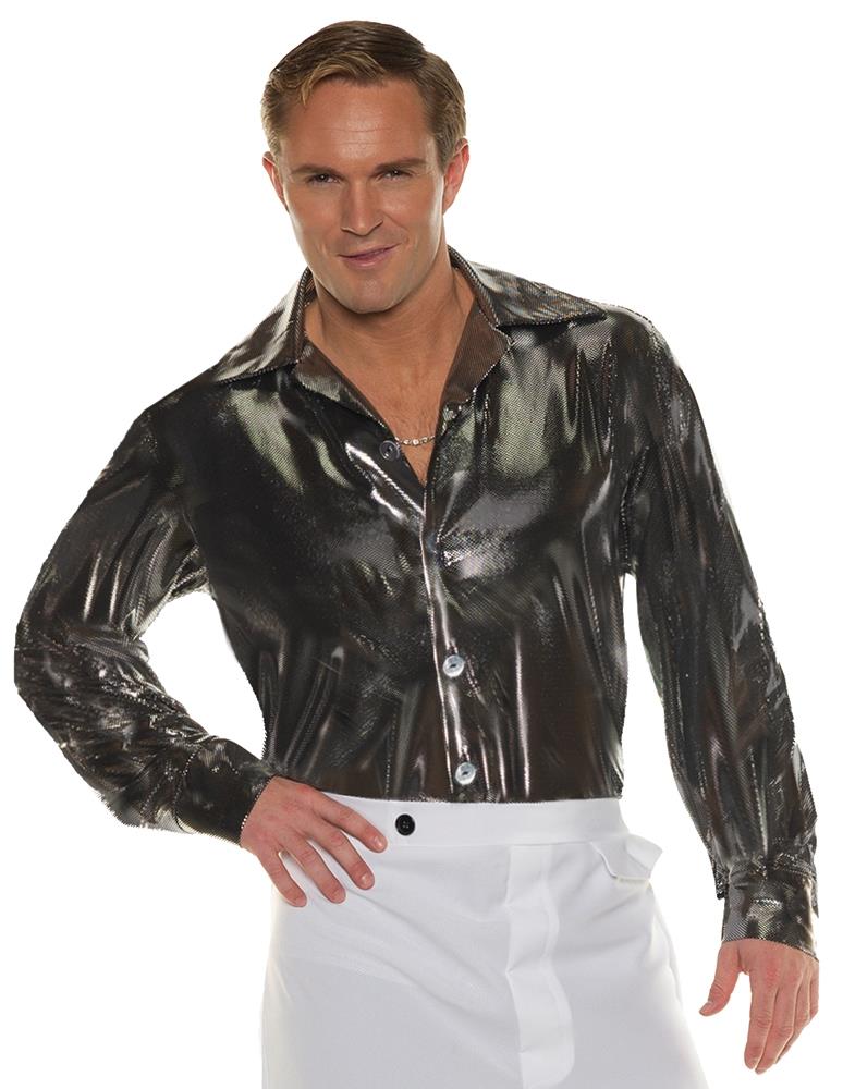 Black Silver Disco Adult Shirt XXL