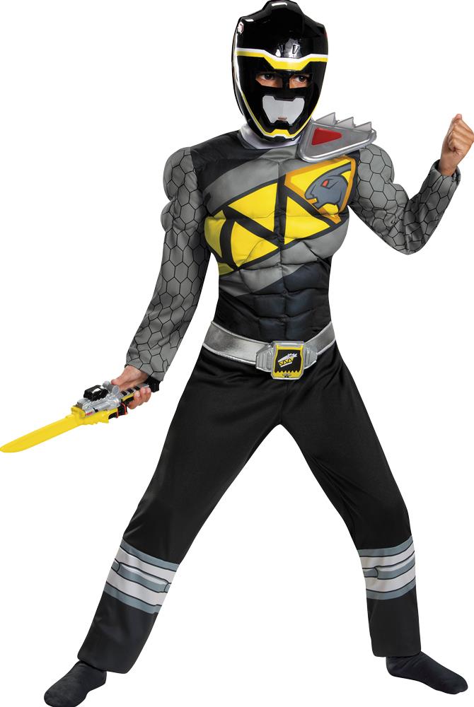 Power Rangers Dino Charge Black Ranger Muscle Child Costume 4-6