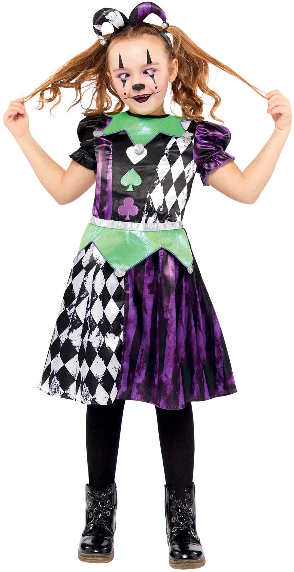 Creepy Jester Girl Child Costume 6-8