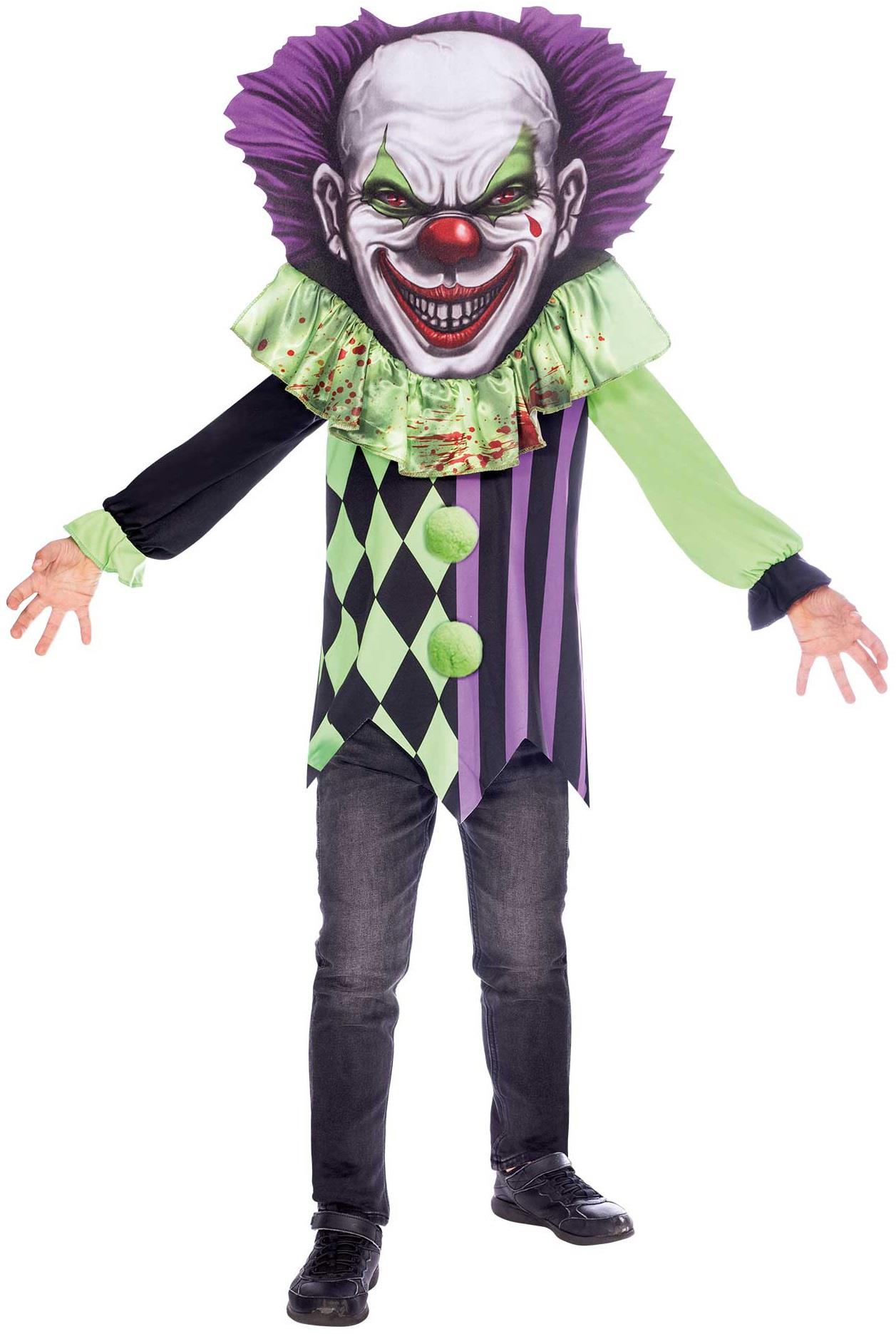 Scary Clown Big Head Child Costume 10-12