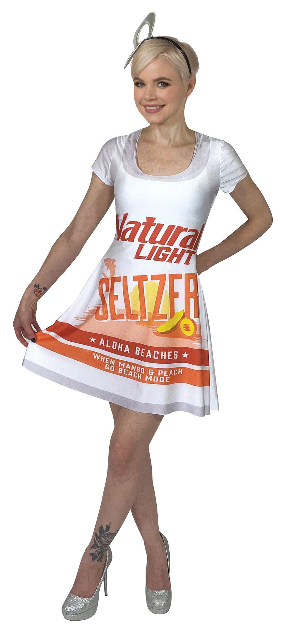 Natural Light Seltzer Aloha Skater Dress Adult Costume S/M